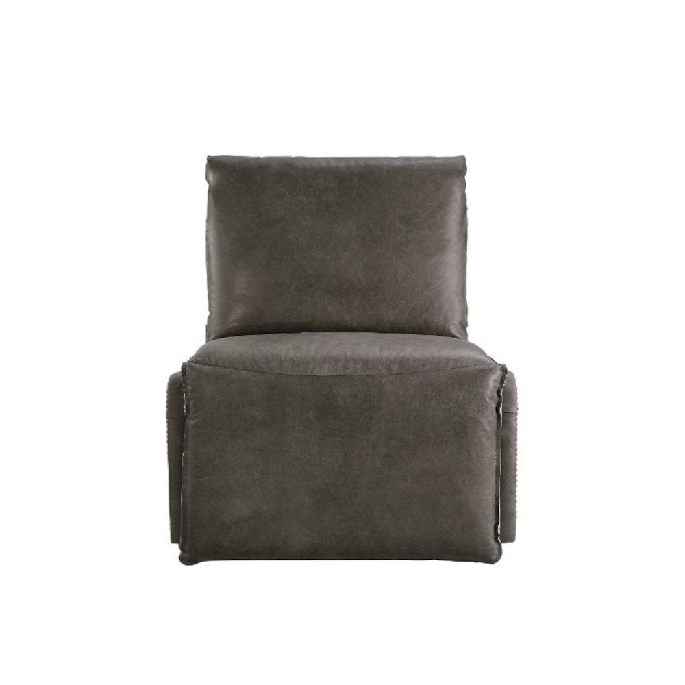 Metier Power Motion Recliner w/USB Port, Gray Top Grain Leather & Aluminum