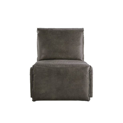 Metier Power Motion Recliner w/USB Port, Gray Top Grain Leather & Aluminum