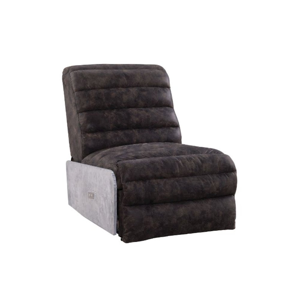 Okzuil Power Motion Recliner, Two Tone Gray Top Grain Leather & Aluminum