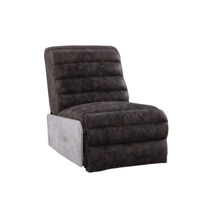 Okzuil Power Motion Recliner, Two Tone Gray Top Grain Leather & Aluminum
