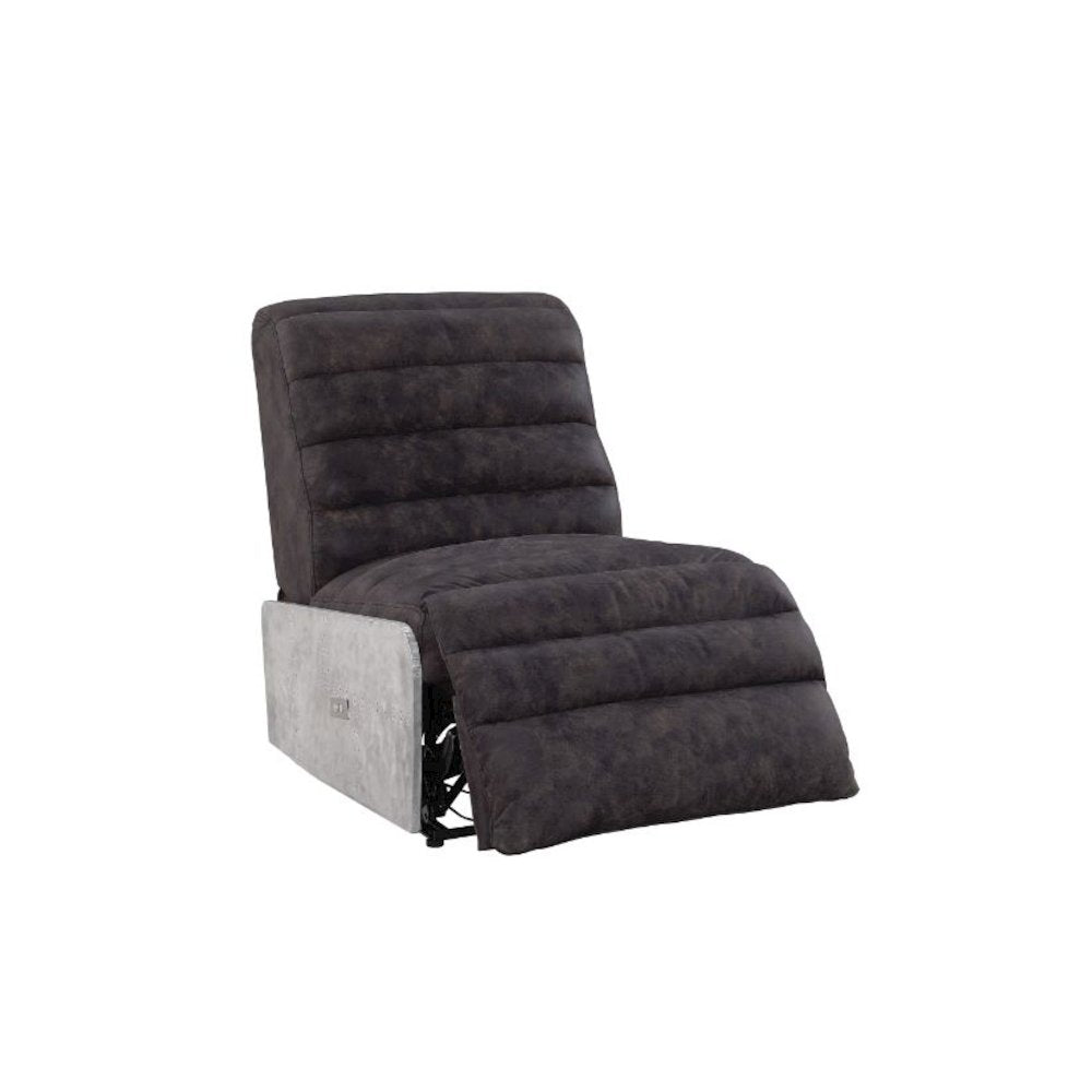 Okzuil Power Motion Recliner, Two Tone Gray Top Grain Leather & Aluminum