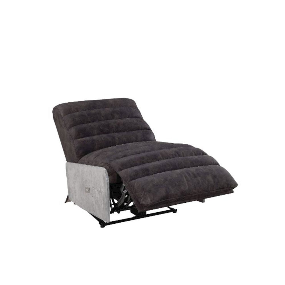 Okzuil Power Motion Recliner, Two Tone Gray Top Grain Leather & Aluminum