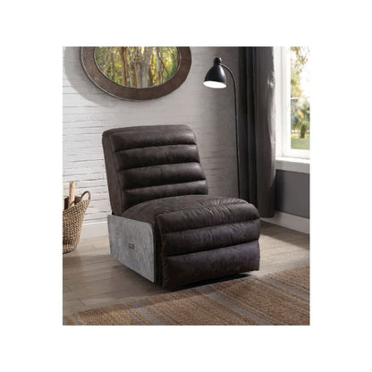 Okzuil Power Motion Recliner, Two Tone Gray Top Grain Leather & Aluminum