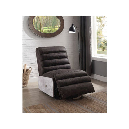 Okzuil Power Motion Recliner, Two Tone Gray Top Grain Leather & Aluminum