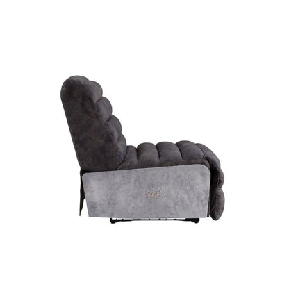 Okzuil Power Motion Recliner, Two Tone Gray Top Grain Leather & Aluminum