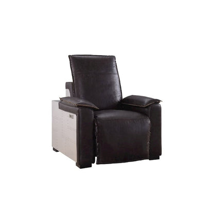 Misezon Power Motion Recliner w/USB Port, Dark Brown Top Grain Leather