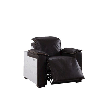 Misezon Power Motion Recliner w/USB Port, Dark Brown Top Grain Leather