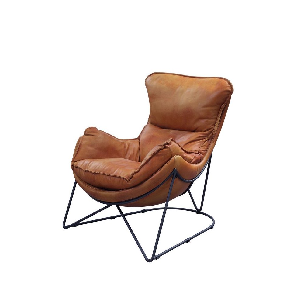 Thurshan Accent Chair, Aperol Top Grain Leather & Black