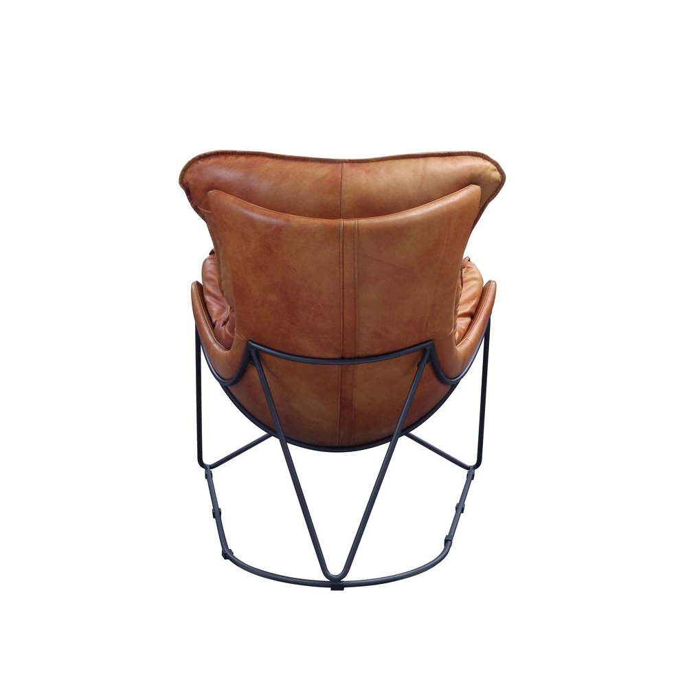 Thurshan Accent Chair, Aperol Top Grain Leather & Black