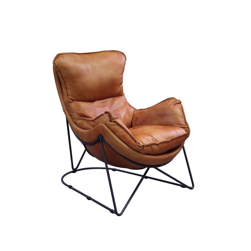 Thurshan Accent Chair, Aperol Top Grain Leather & Black