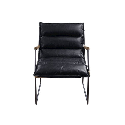 Luberzo Accent Chair, Distress Espresso Top Grain Leather & Matt Iron