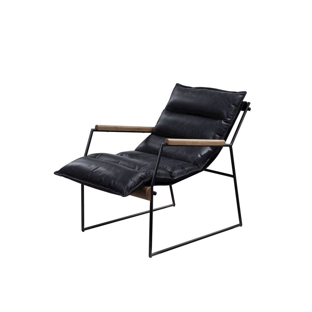 Luberzo Accent Chair, Distress Espresso Top Grain Leather & Matt Iron