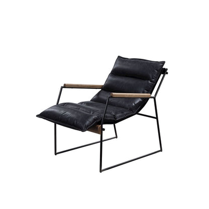 Luberzo Accent Chair, Distress Espresso Top Grain Leather & Matt Iron