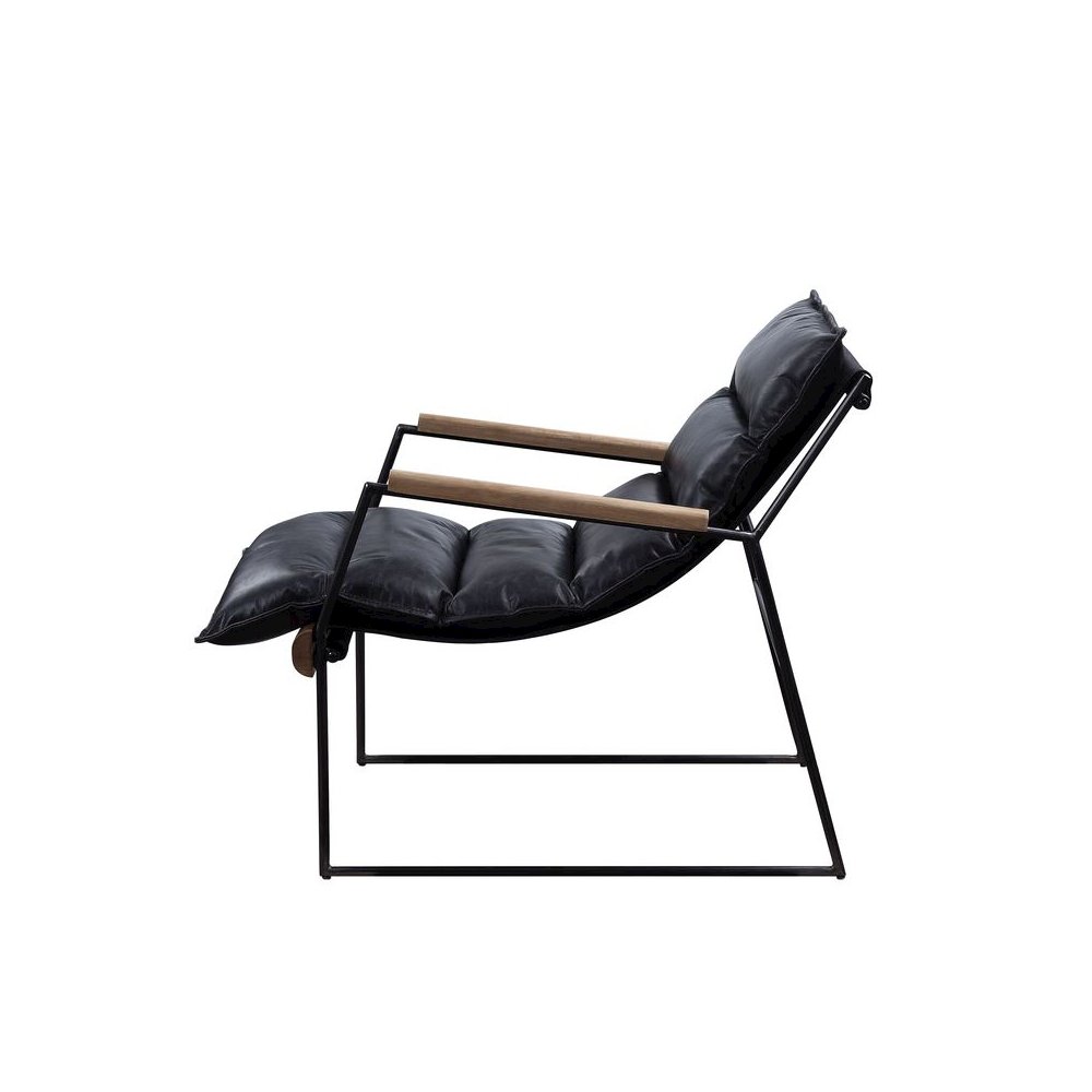 Luberzo Accent Chair, Distress Espresso Top Grain Leather & Matt Iron