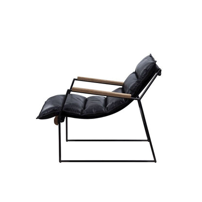 Luberzo Accent Chair, Distress Espresso Top Grain Leather & Matt Iron