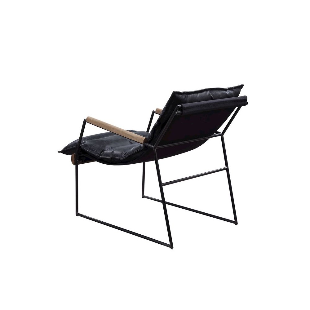 Luberzo Accent Chair, Distress Espresso Top Grain Leather & Matt Iron