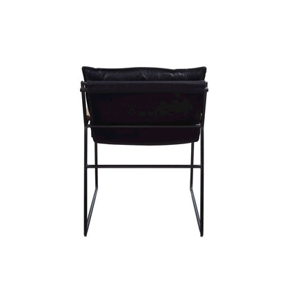 Luberzo Accent Chair, Distress Espresso Top Grain Leather & Matt Iron