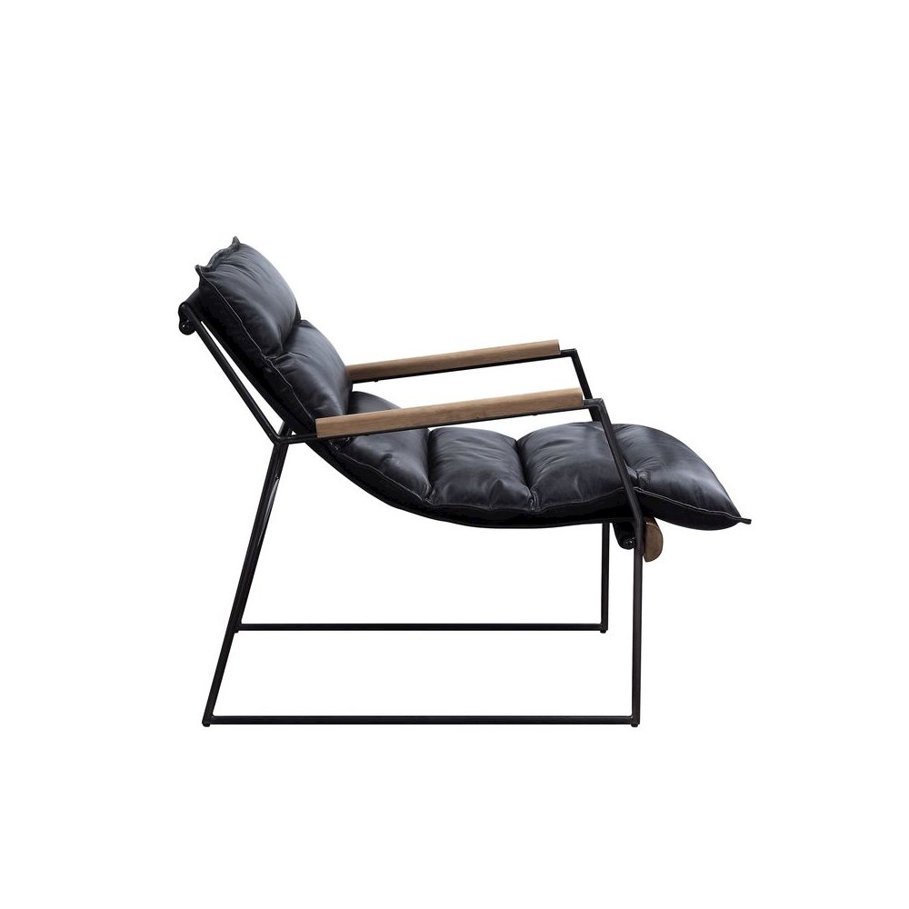 Luberzo Accent Chair, Distress Espresso Top Grain Leather & Matt Iron