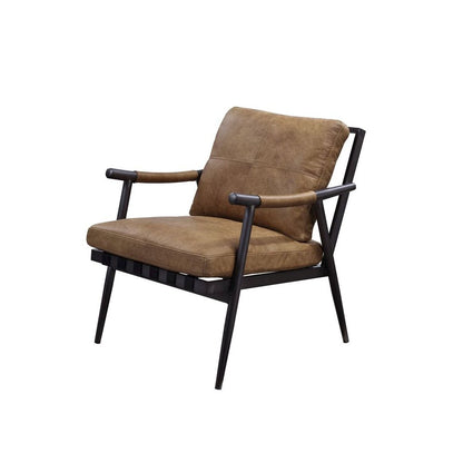 Anzan Accent Chair, Berham Chestnut Top Grain Leather & Matt Iron