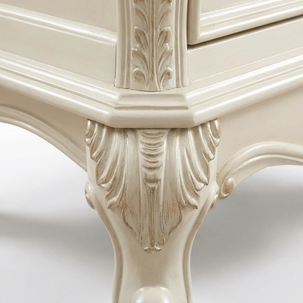 Pearl White Nightstand with Granite Top and Modern Design