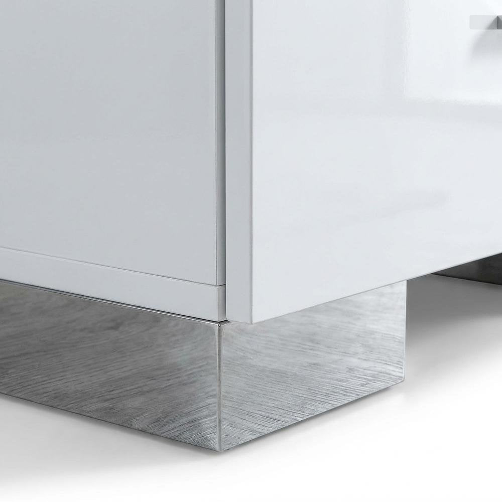 White Nightstand with Chrome Legs for Modern Bedroom Decor