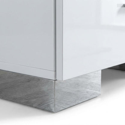 White Nightstand with Chrome Legs for Modern Bedroom Decor