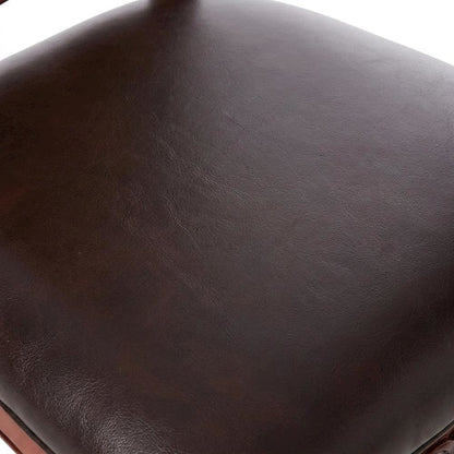 PU Leather Dining Chair with Floral Fabric Back, Synthetic Leather & Cherry Oak, Set of 2