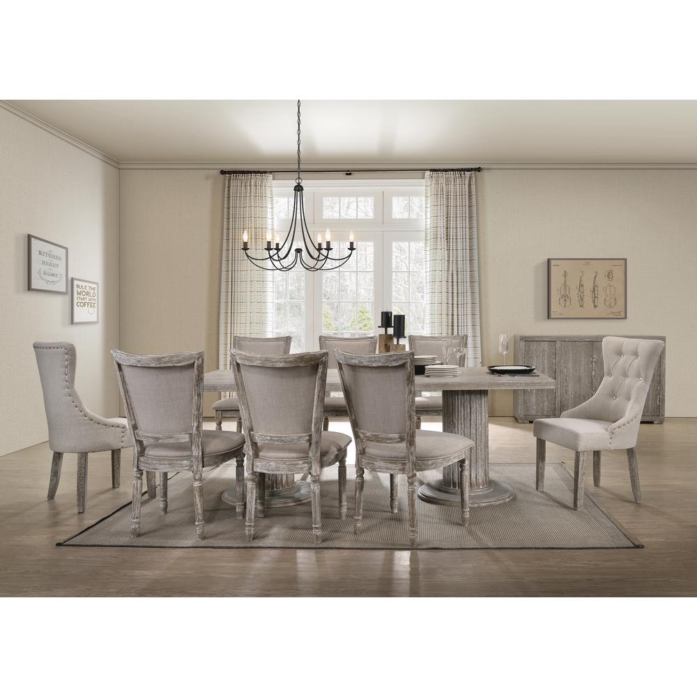 Gabrian Side Chair (Set-2), Fabric & Reclaimed Gray