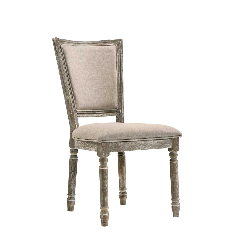 Gabrian Side Chair (Set-2), Fabric & Reclaimed Gray