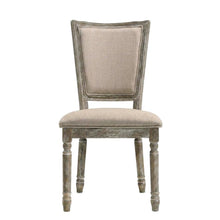Upholstered Dining Chairs, Wood Side Chairs, Fabric & Reclaimed Gray, Set of 2