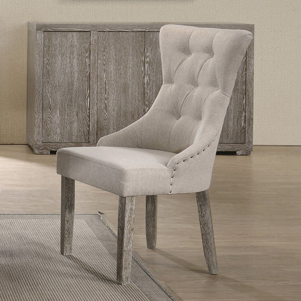 Gabrian Side Chair (Set-2), Fabric & Reclaimed Gray