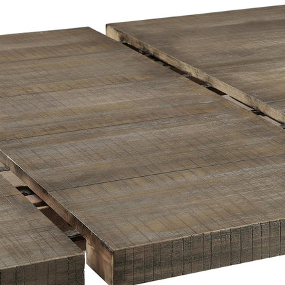 Extendable Wood Veneer Dining Table with Removable Leaf, Pine, Salvage Brown