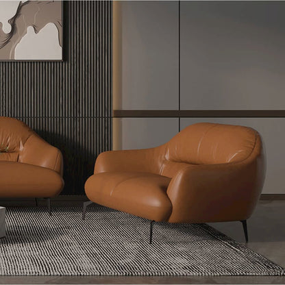 Leonia Loveseat, Cognac Tan Top Grain Leather