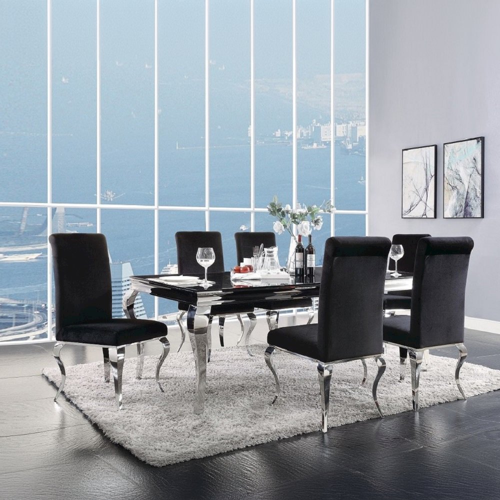 Fabiola Side Chair (Set-2), Fabric & Stainless Steel