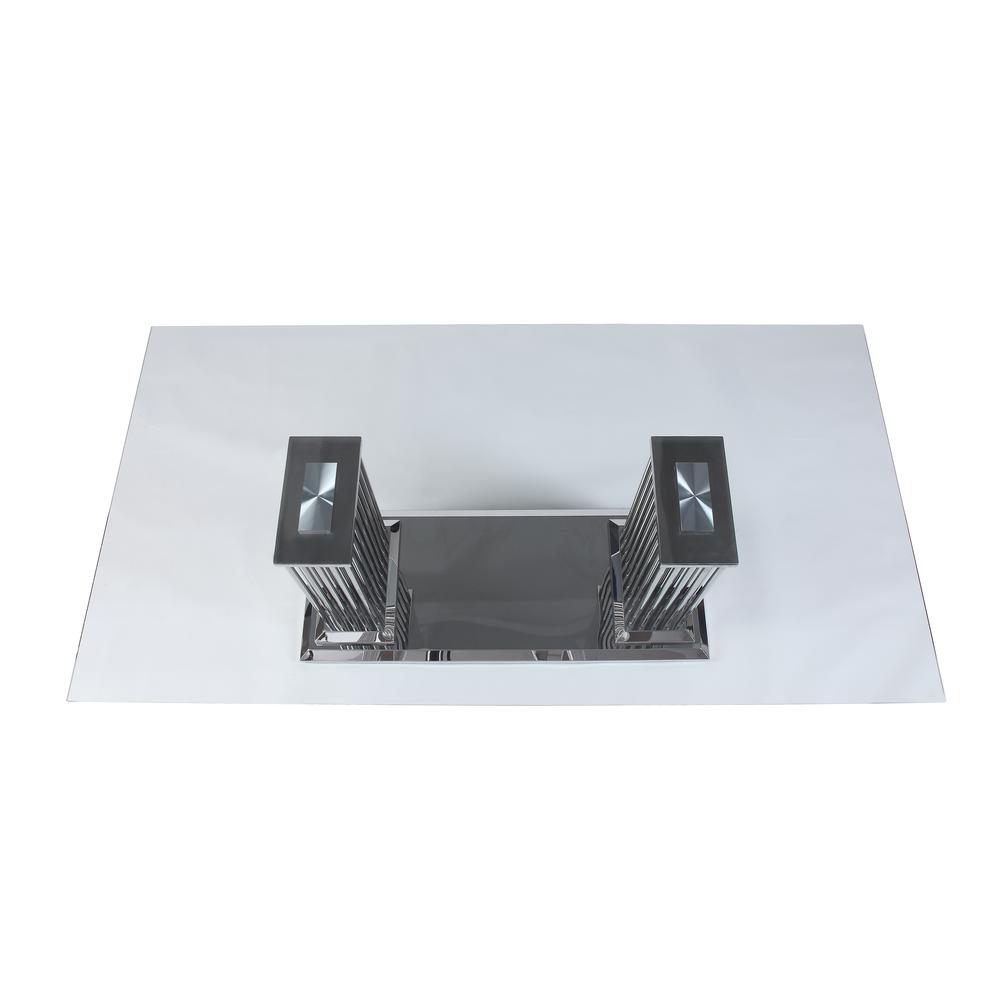 Cyrene Dining Table, Stainless Steel & Clear Glass
