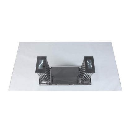 Cyrene Dining Table, Stainless Steel & Clear Glass