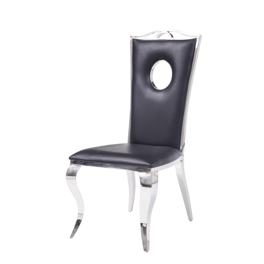 Cyrene Side Chair (Set-2), Leatherette & Stainless Steel