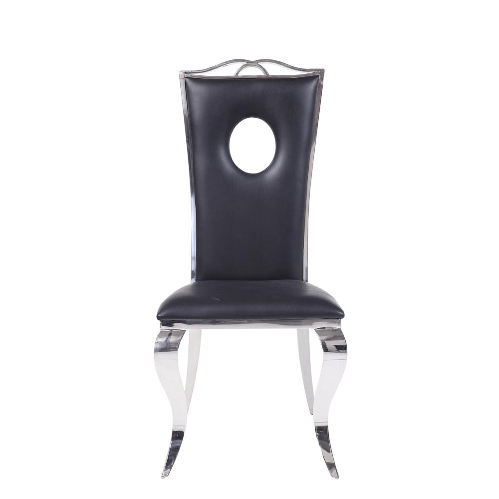 Cyrene Side Chair (Set-2), Leatherette & Stainless Steel