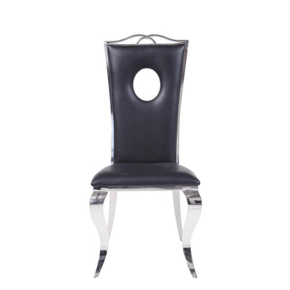 Cyrene Side Chair (Set-2), Leatherette & Stainless Steel