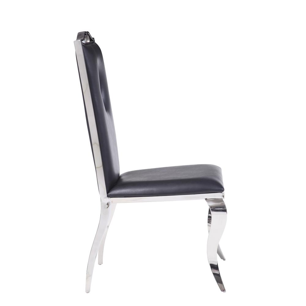 Cyrene Side Chair (Set-2), Leatherette & Stainless Steel