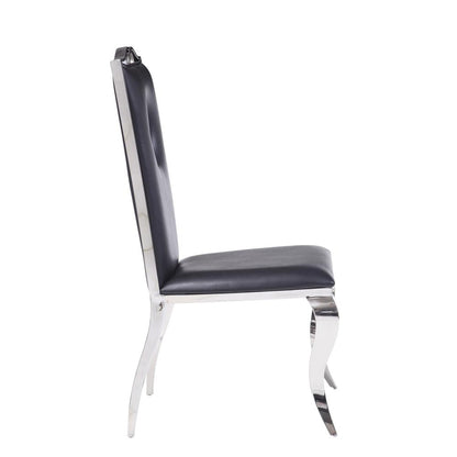 Cyrene Side Chair (Set-2), Leatherette & Stainless Steel