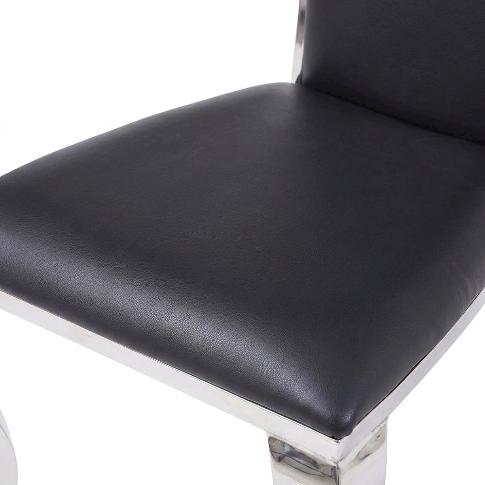 PU Leather Armless Dining Side Chair, Synthetic Leather & Stainless Steel, Set of 2