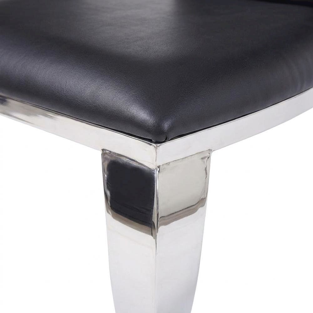 PU Leather Armless Dining Side Chair, Synthetic Leather & Stainless Steel, Set of 2