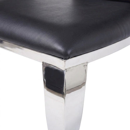 PU Leather Armless Dining Side Chair, Synthetic Leather & Stainless Steel, Set of 2
