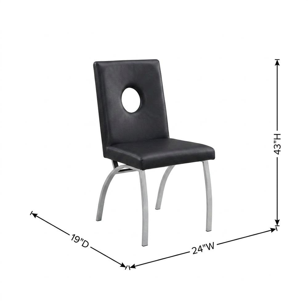 PU Leather Armless Dining Side Chair, Synthetic Leather & Stainless Steel, Set of 2