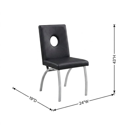 PU Leather Armless Dining Side Chair, Synthetic Leather & Stainless Steel, Set of 2