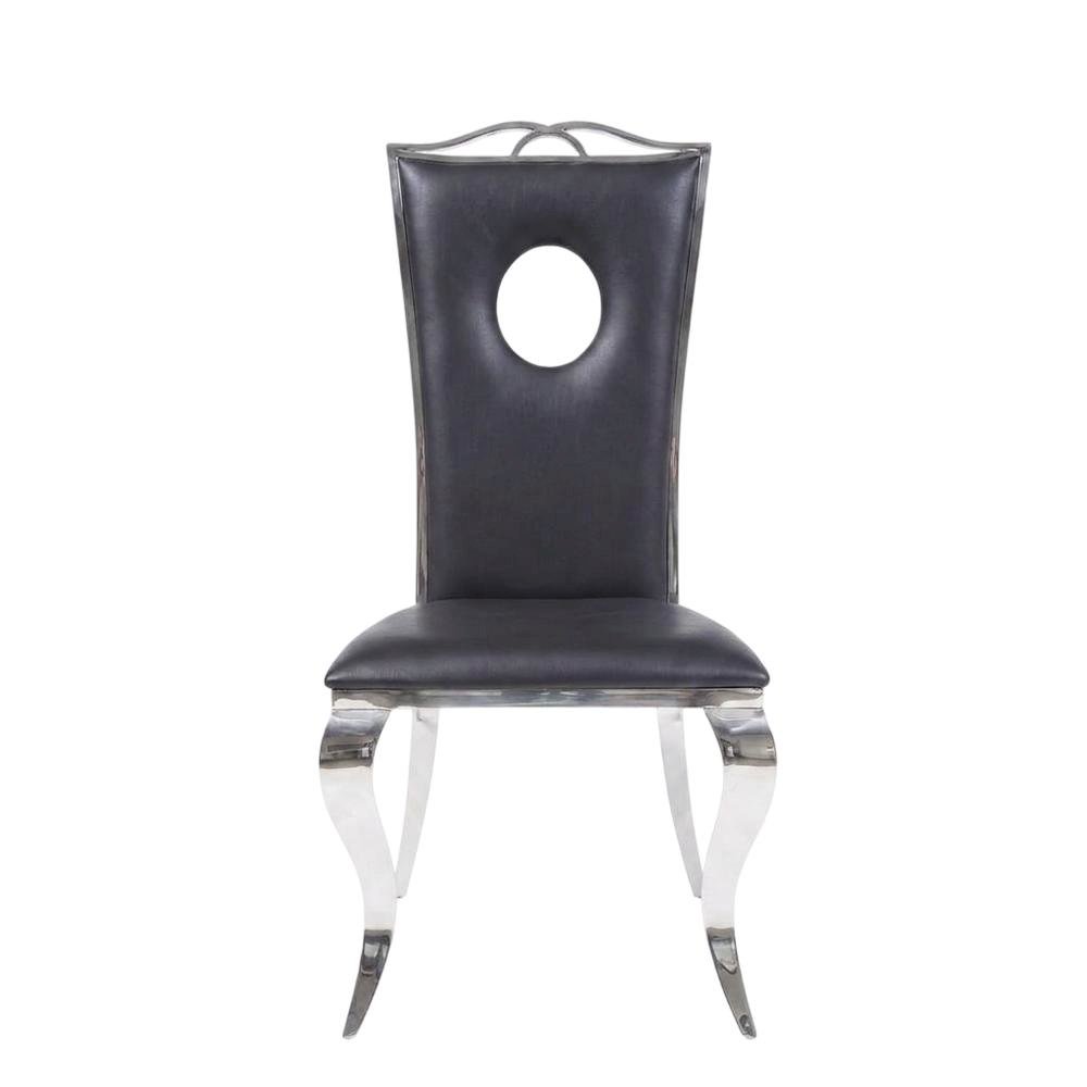 PU Leather Armless Dining Side Chair, Synthetic Leather & Stainless Steel, Set of 2