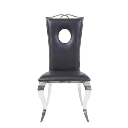PU Leather Armless Dining Side Chair, Synthetic Leather & Stainless Steel, Set of 2