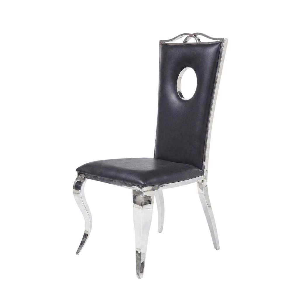 PU Leather Armless Dining Side Chair, Synthetic Leather & Stainless Steel, Set of 2