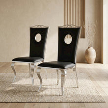PU Leather Armless Dining Side Chair, Synthetic Leather & Stainless Steel, Set of 2